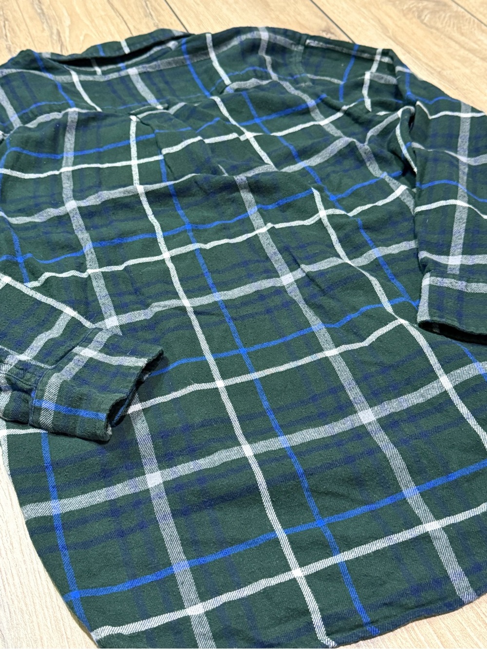 Chaps Plaid Flannel Long Sleeve Button Down Shirt Green Blue Size Medium - Picture 5 of 11